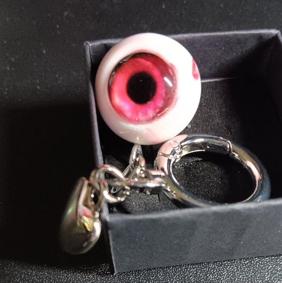 Eyeball Bag Charm Keychain with Heart Charm (NWT) - Picture 3 of 8